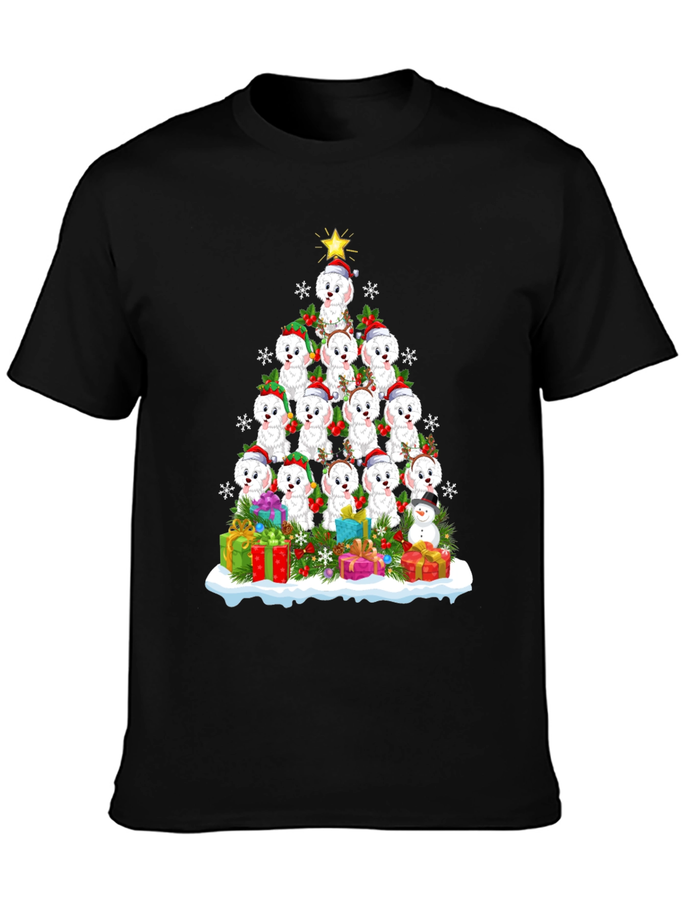 Cute Christmas Dog Breed Tree T-Shirt
