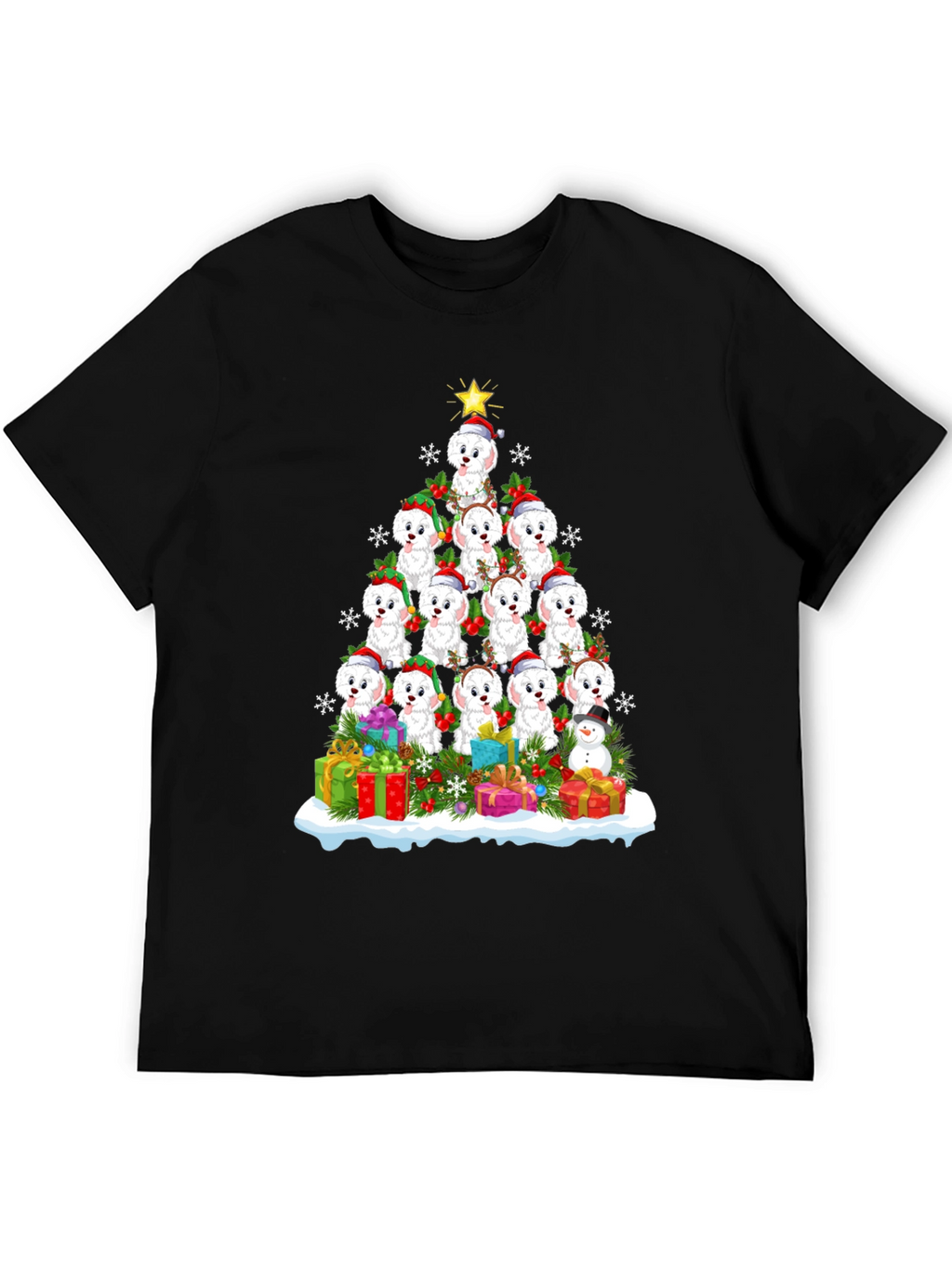 Cute Christmas Dog Breed Tree T-Shirt