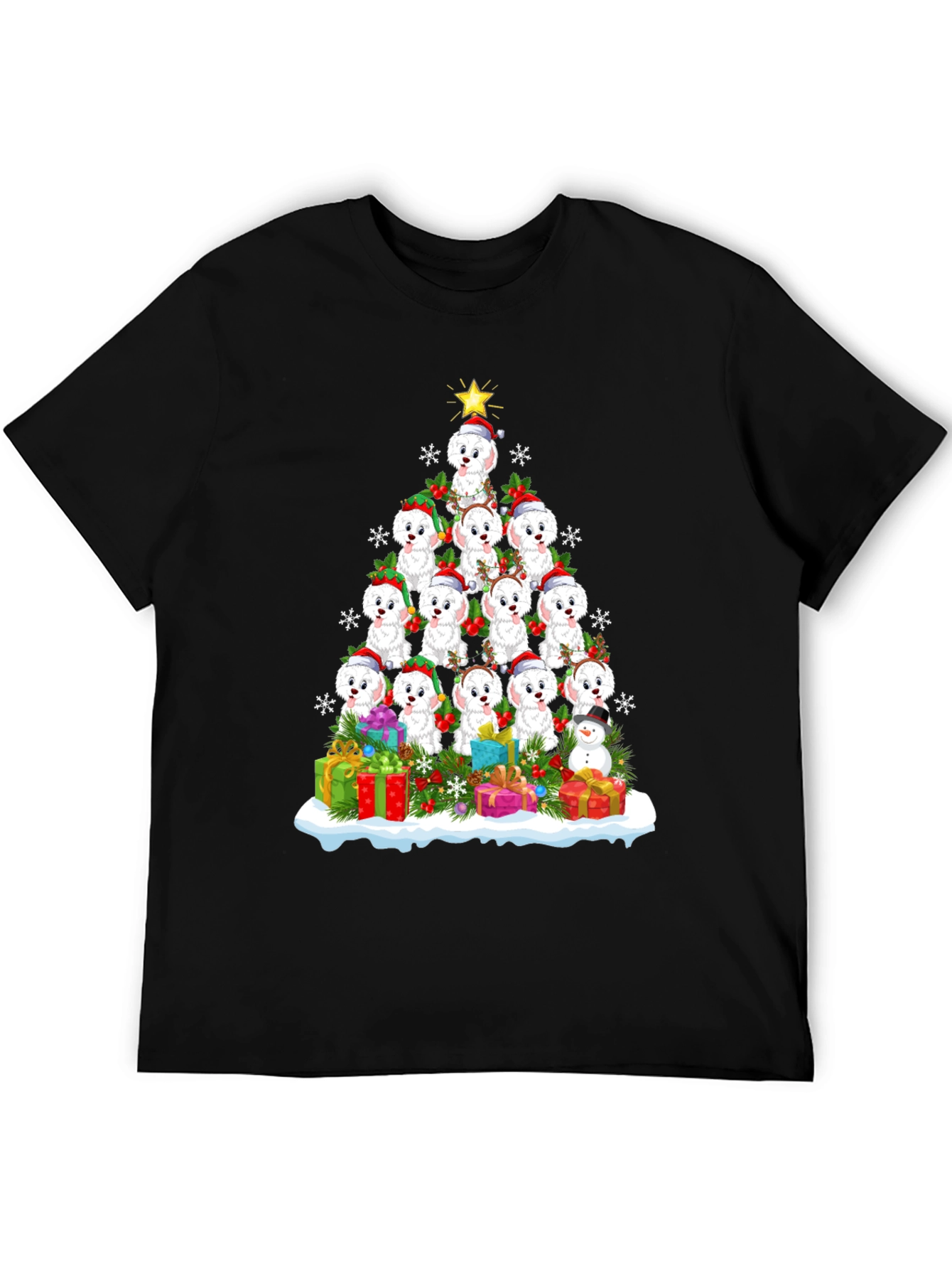 Cute Christmas Dog Breed Tree T-Shirt