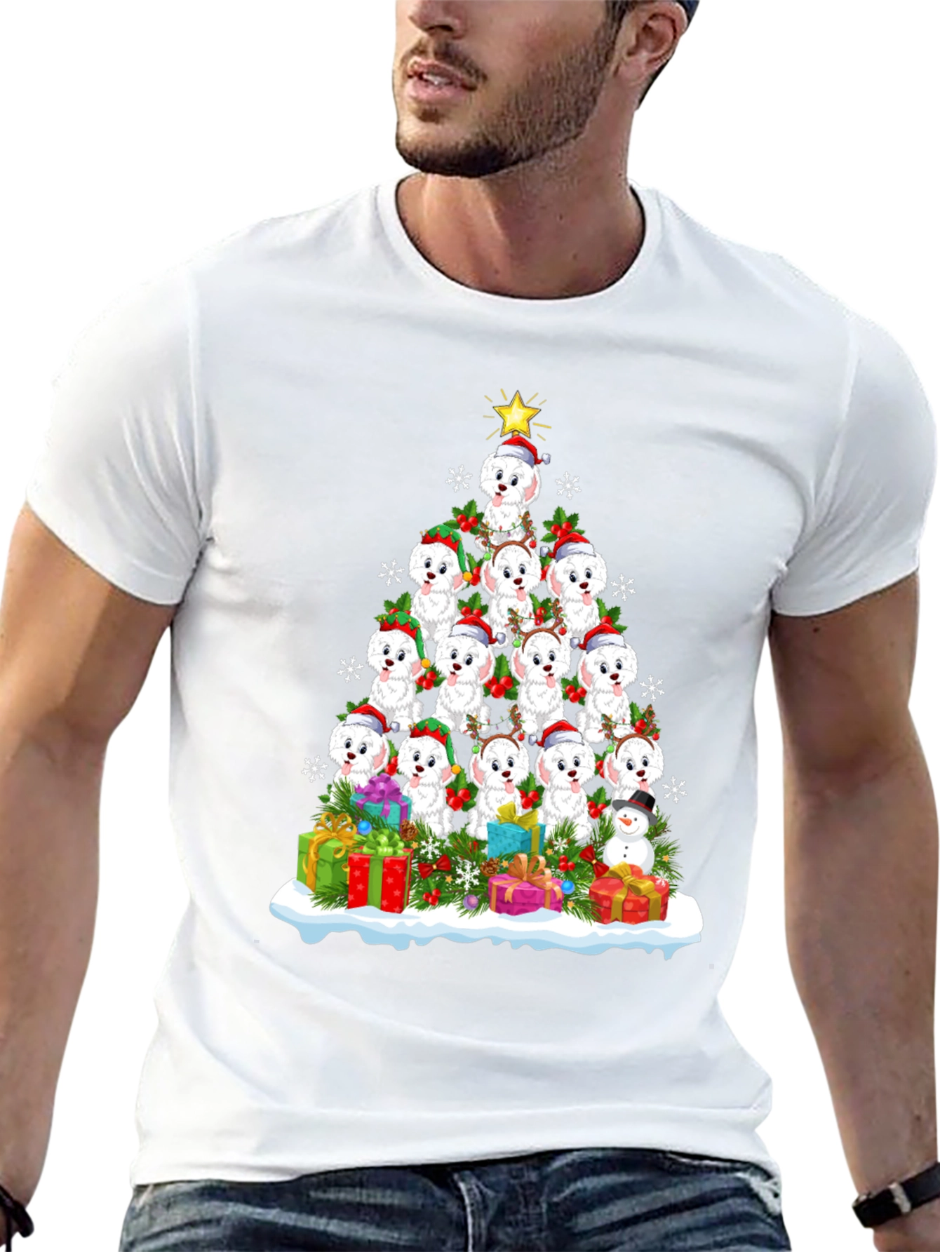Cute Christmas Dog Breed Tree T-Shirt