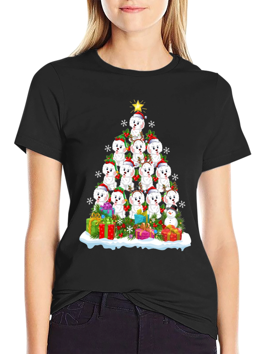 Cute Christmas Dog Breed Tree T-Shirt