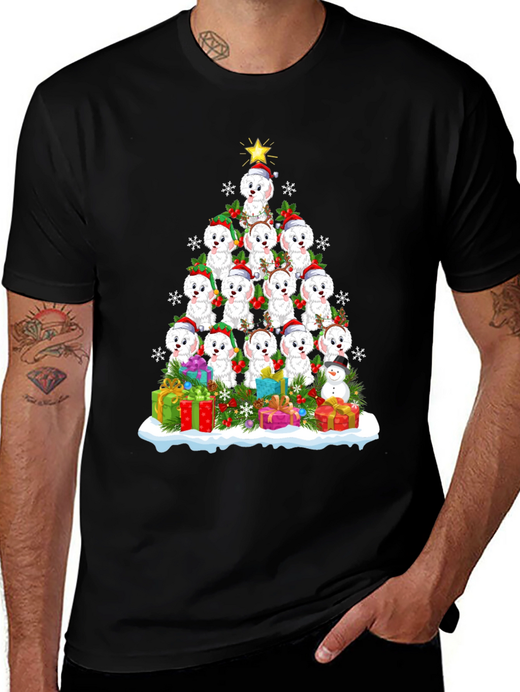 Cute Christmas Dog Breed Tree T-Shirt