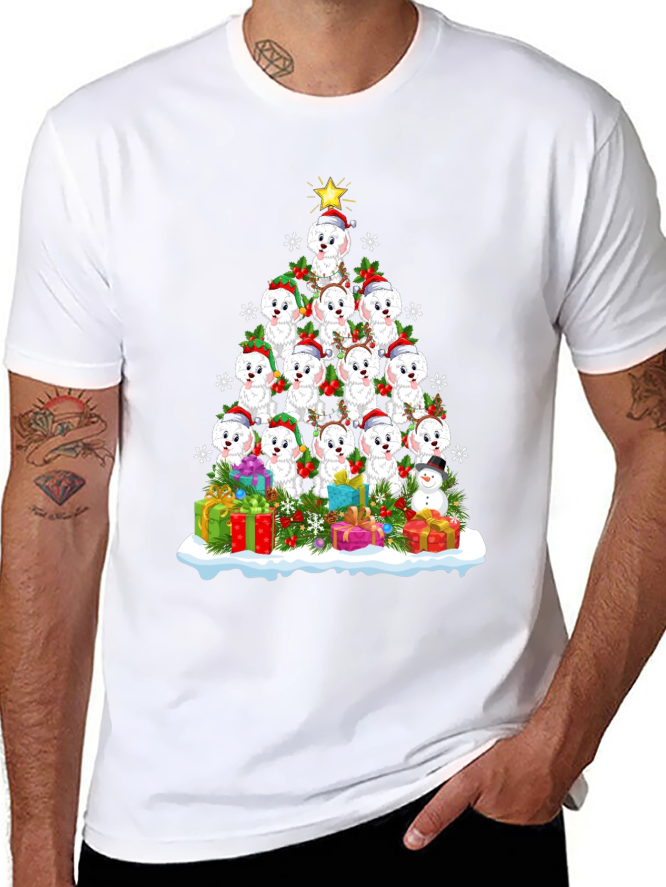 Cute Christmas Dog Breed Tree T-Shirt