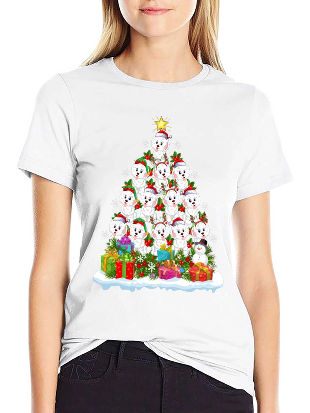 Cute Christmas Dog Breed Tree T-Shirt