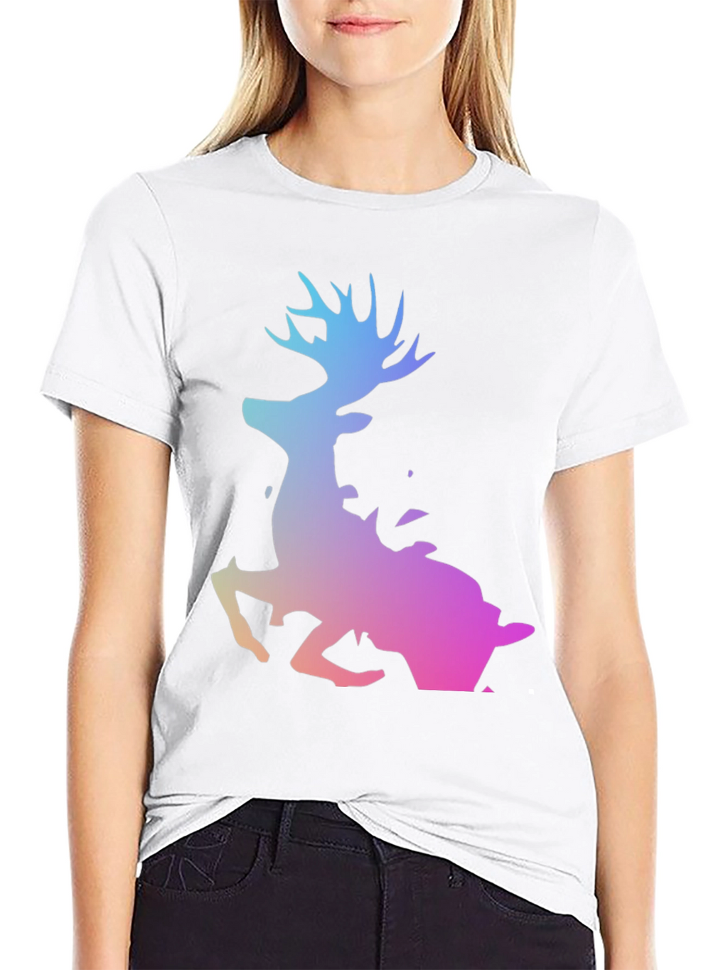 Gradient Deer Black T-Shirt