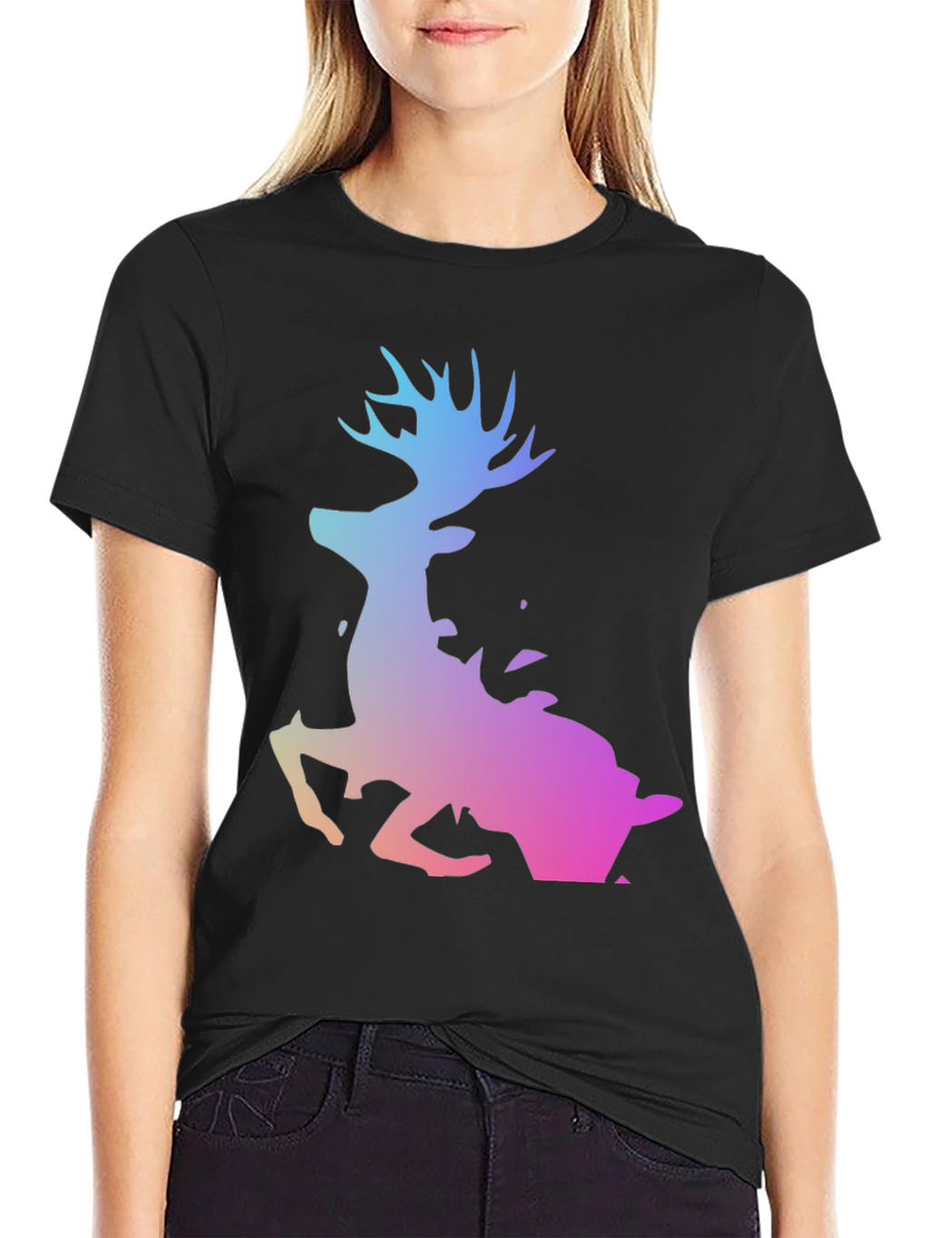 Gradient Deer Black T-Shirt