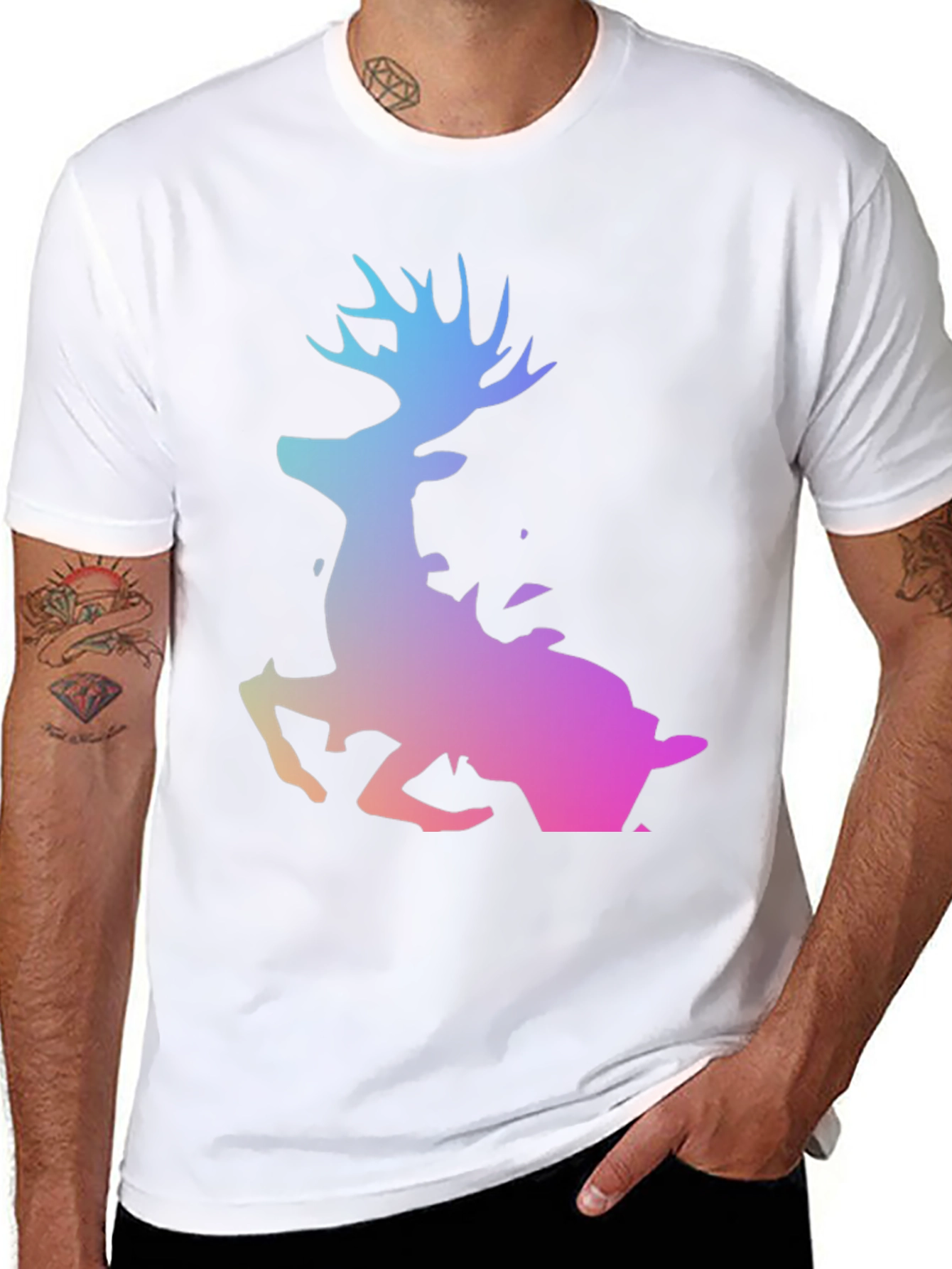 Gradient Deer Black T-Shirt