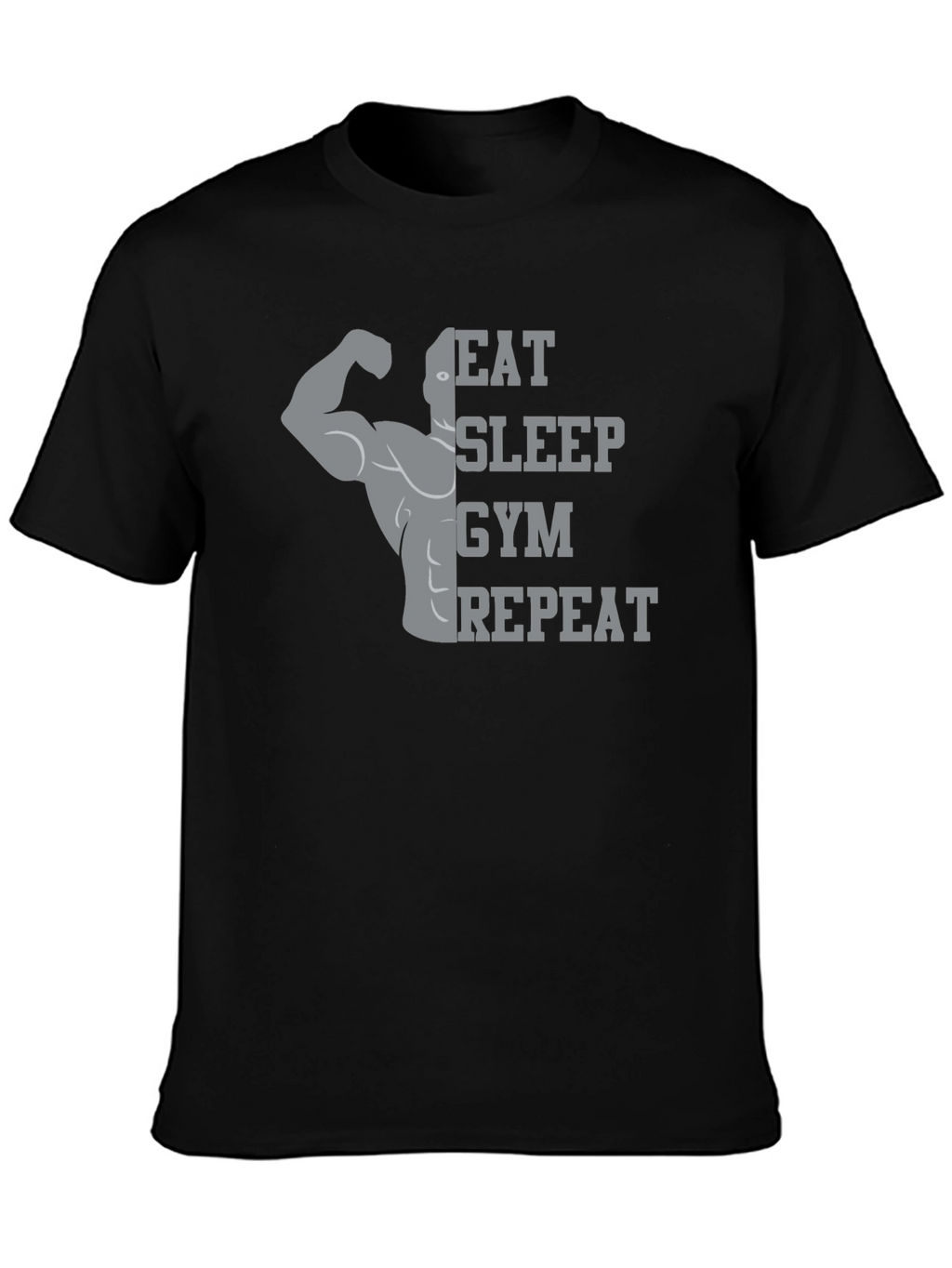 Eat Sleep Gym Repeat Black Graphic Tee