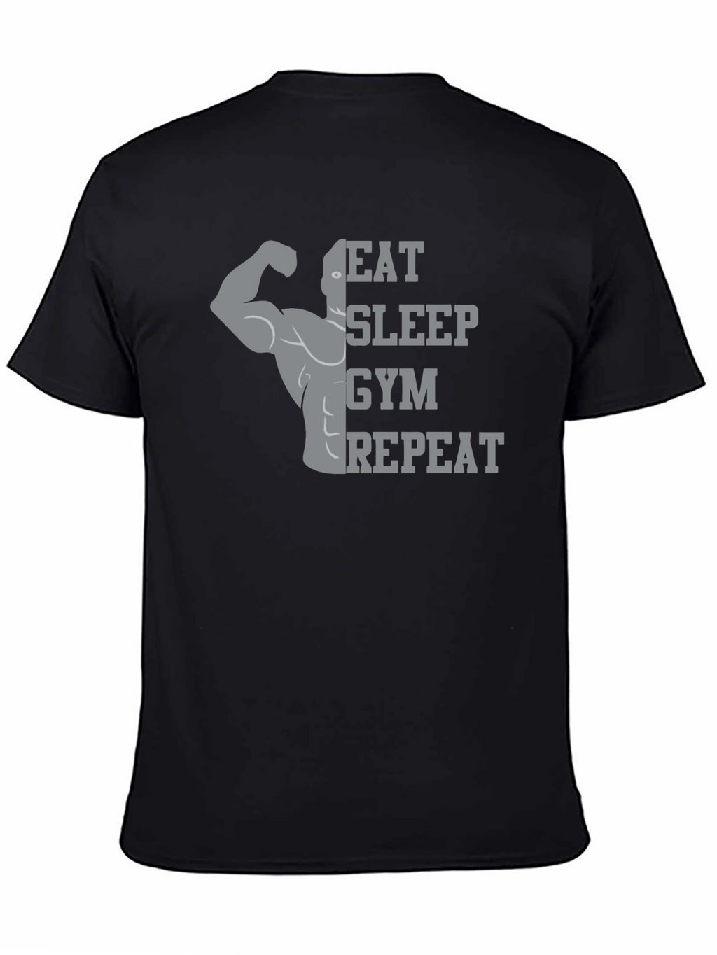 Eat Sleep Gym Repeat Black Graphic Tee
