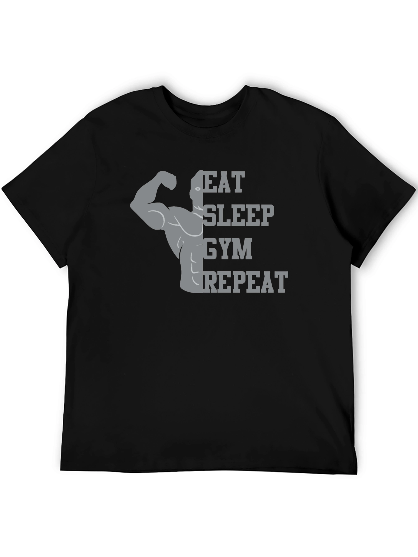 Eat Sleep Gym Repeat Black Graphic Tee