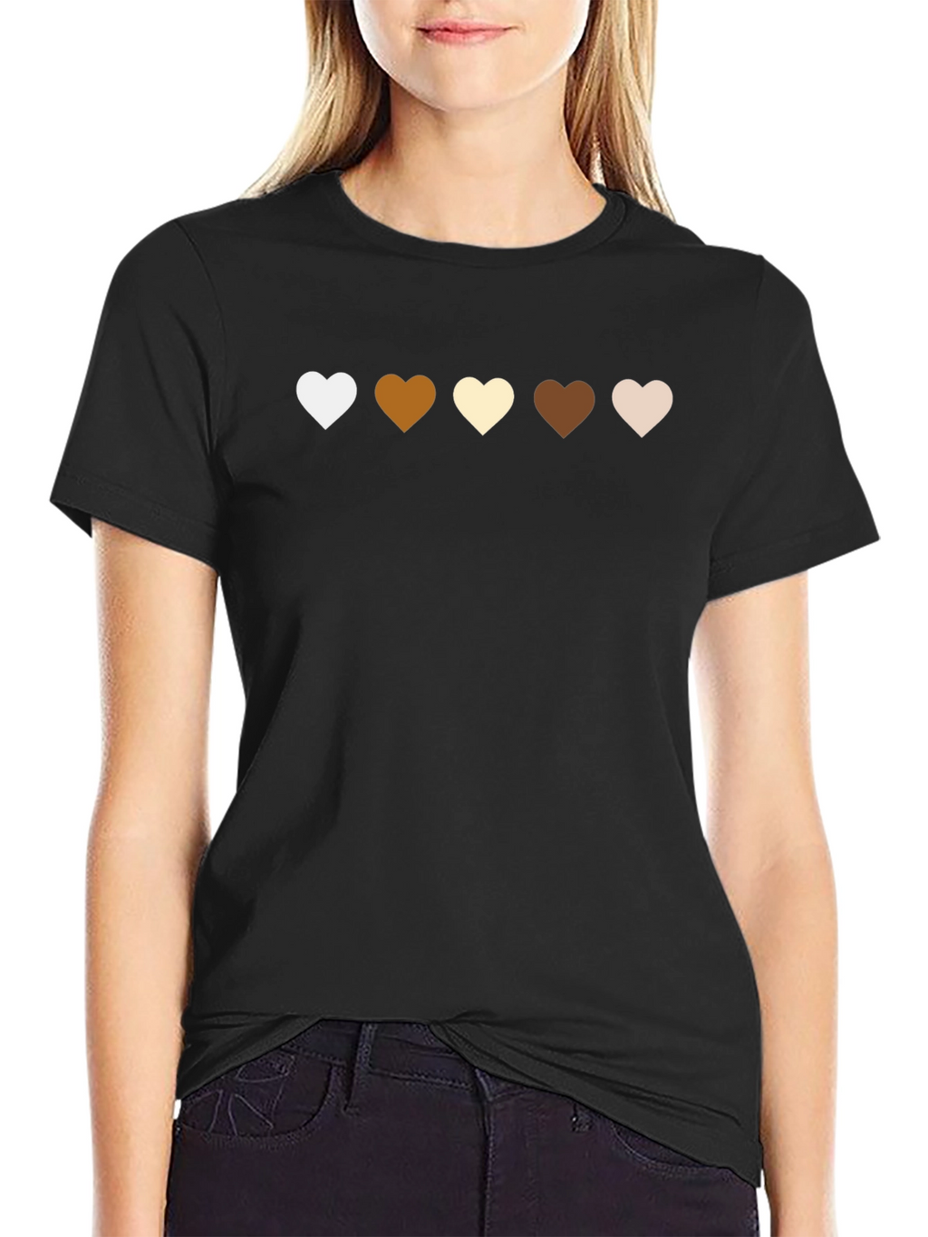 Diversity Hearts T-Shirt - Black Casual Tee