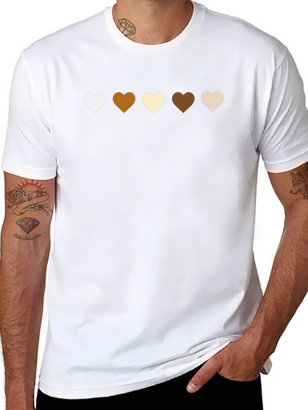 Diversity Hearts T-Shirt - Black Casual Tee
