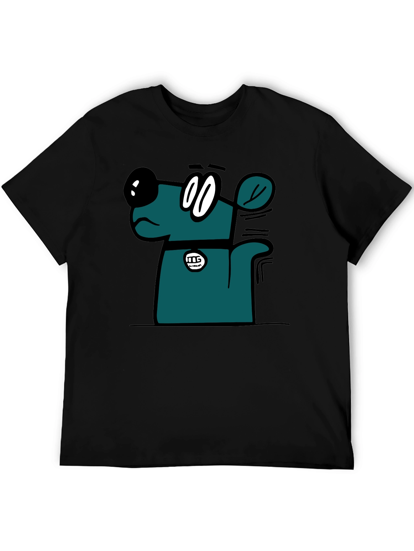 Cartoon Dog Graphic T-Shirt - Black Casual Tee