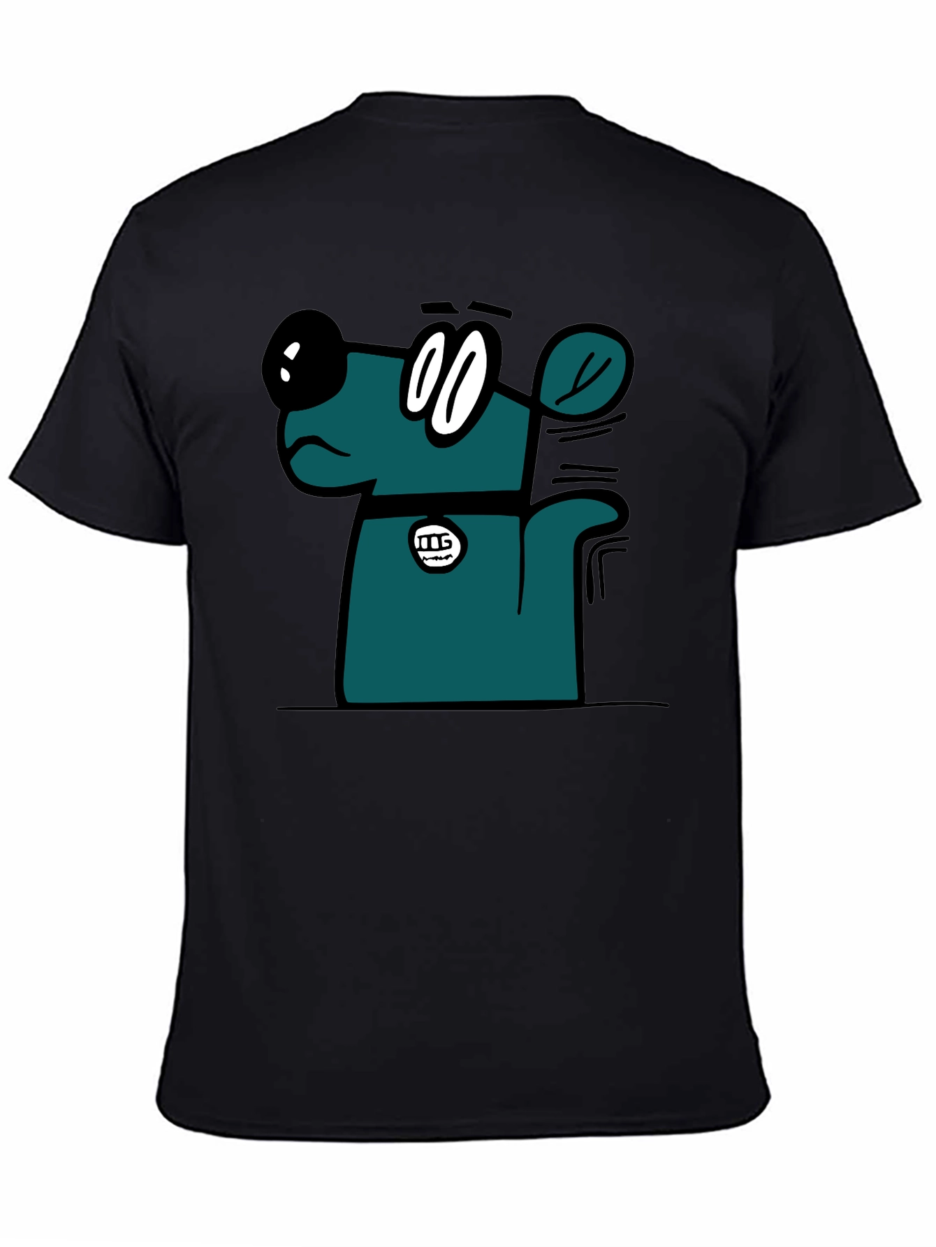 Cartoon Dog Graphic T-Shirt - Black Casual Tee