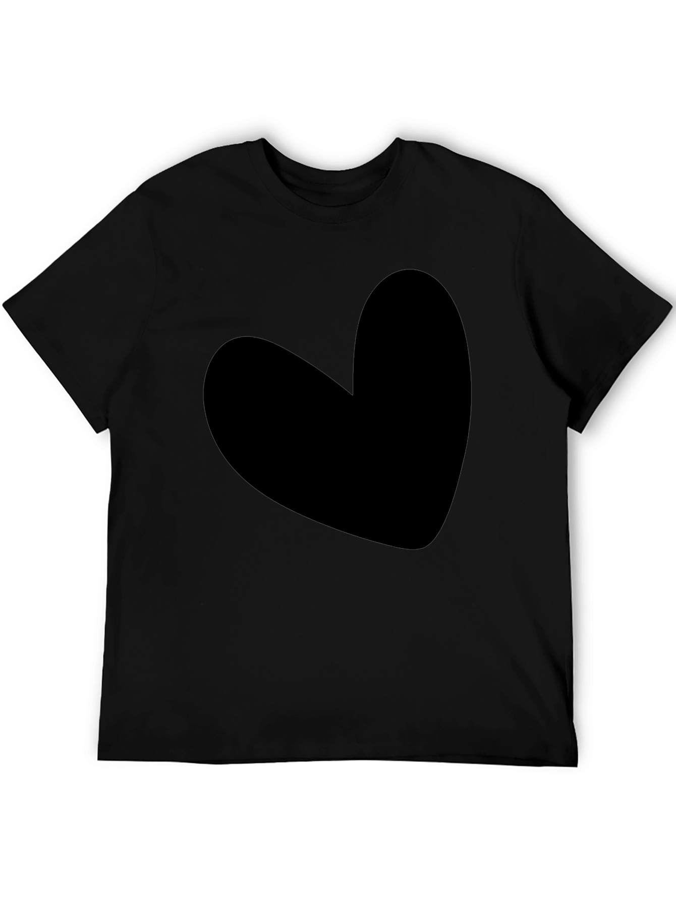 Heart Graphic Tee - Solid Black Cotton Blend