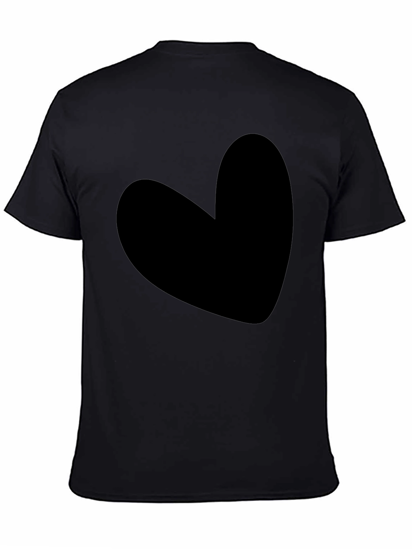 Heart Graphic Tee - Solid Black Cotton Blend