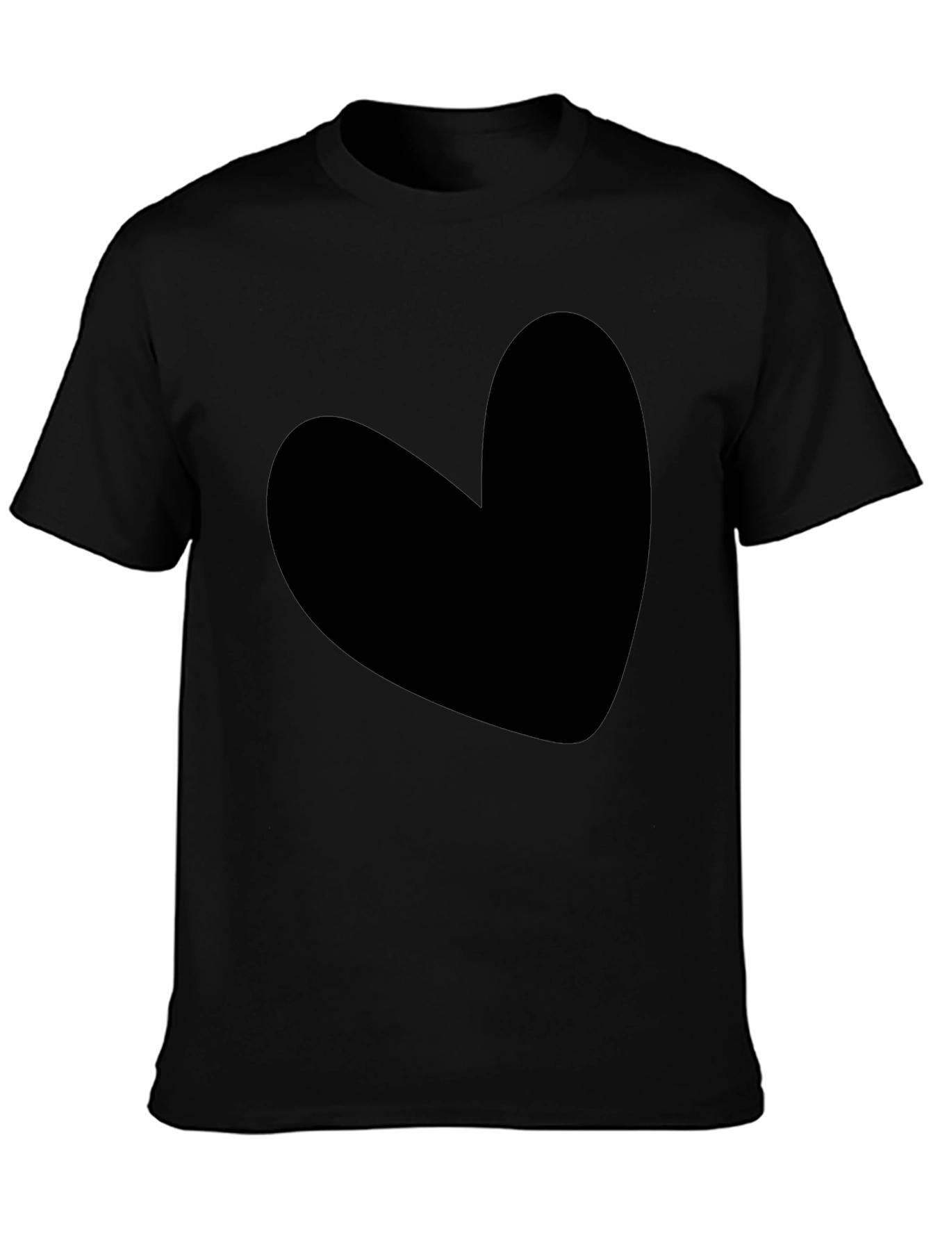 Heart Graphic Tee - Solid Black Cotton Blend