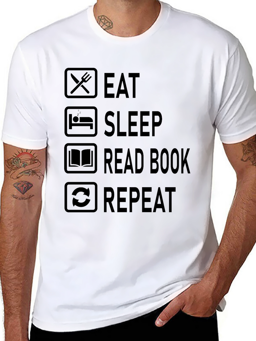 Eat Sleep Read Book Repeat Graphic T-Shirt
