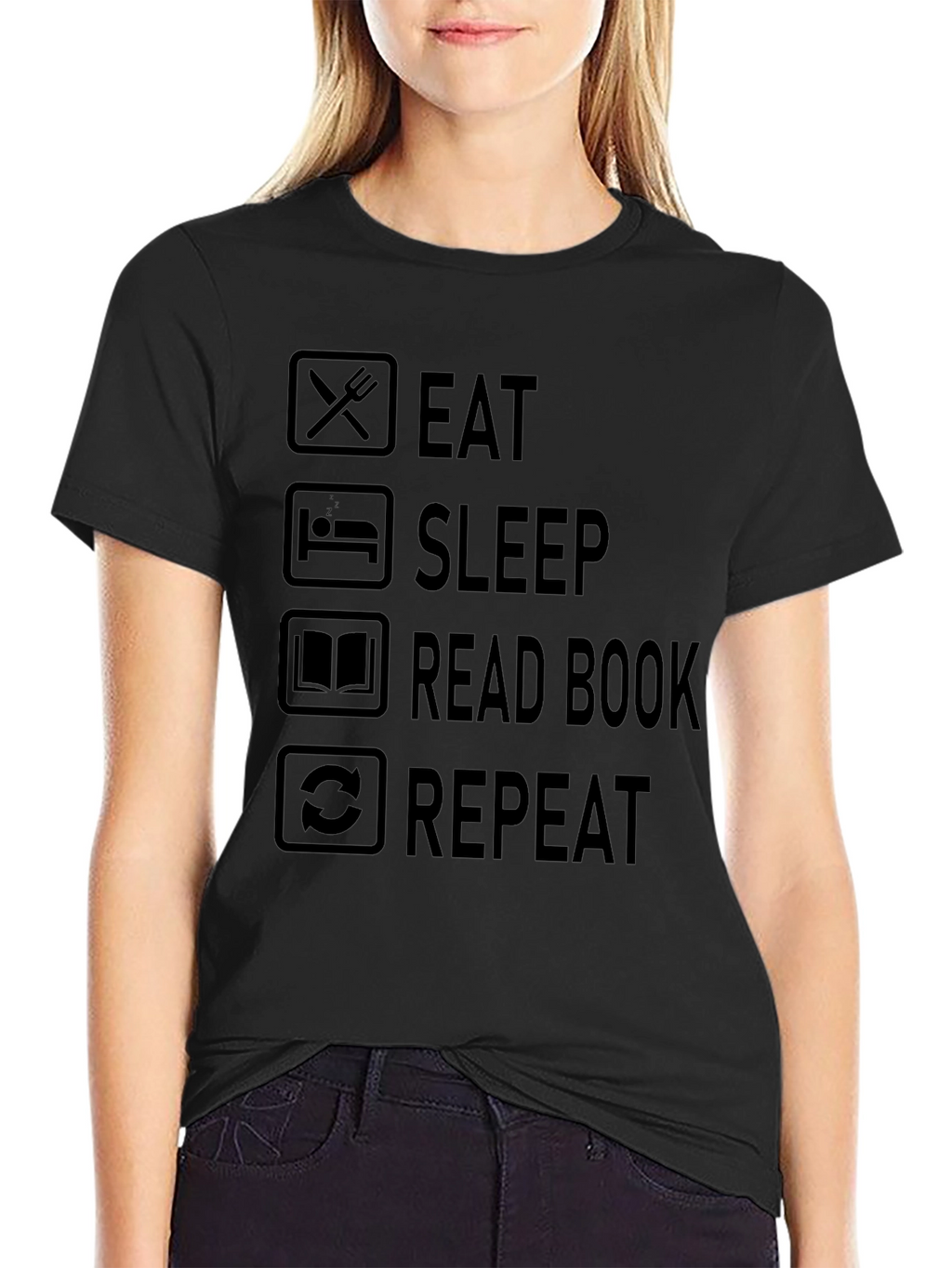 Eat Sleep Read Book Repeat Graphic T-Shirt