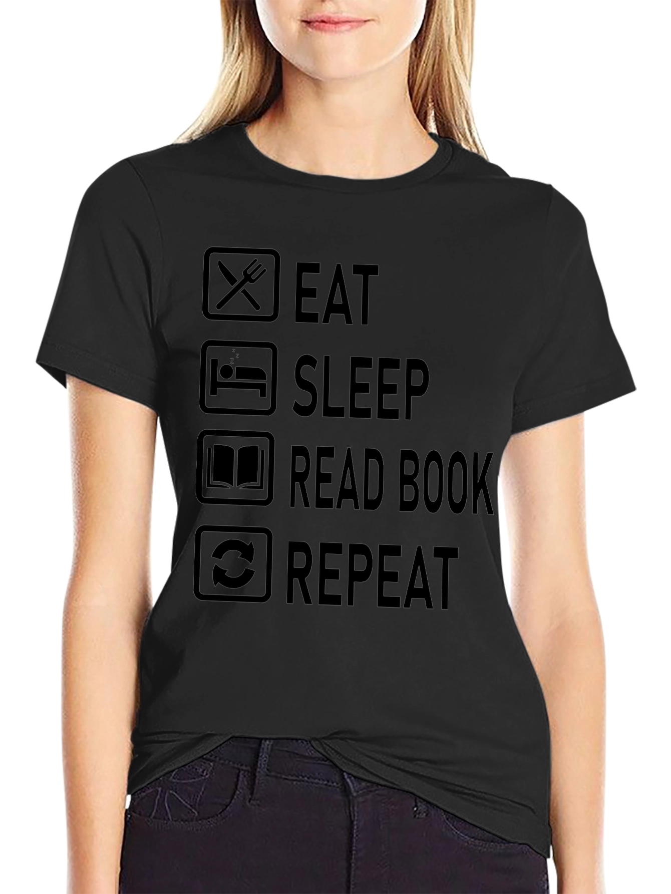 Eat Sleep Read Book Repeat Graphic T-Shirt
