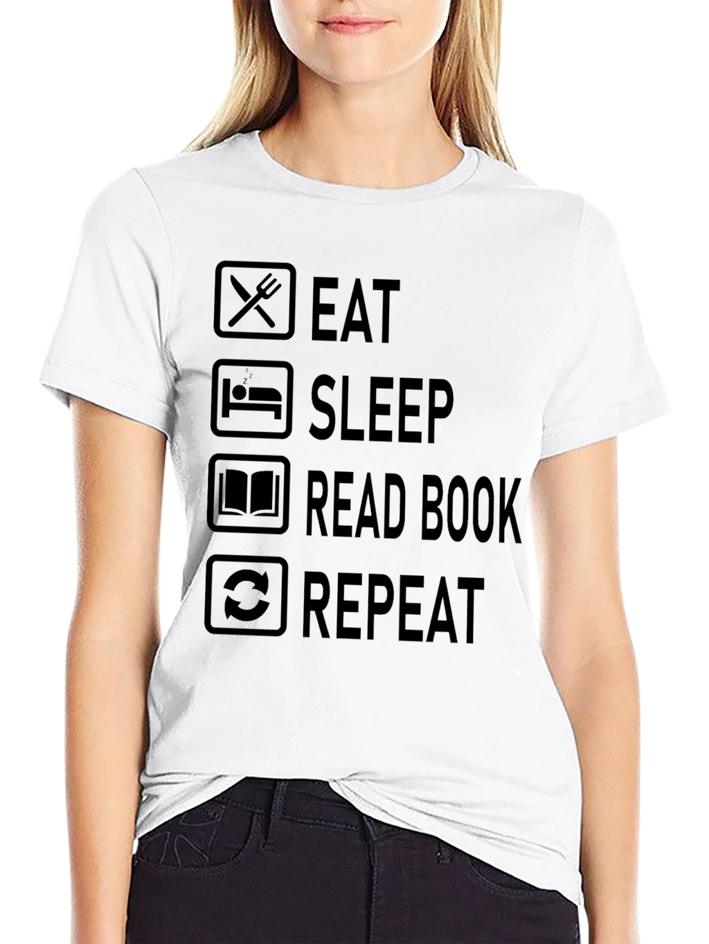 Eat Sleep Read Book Repeat Graphic T-Shirt