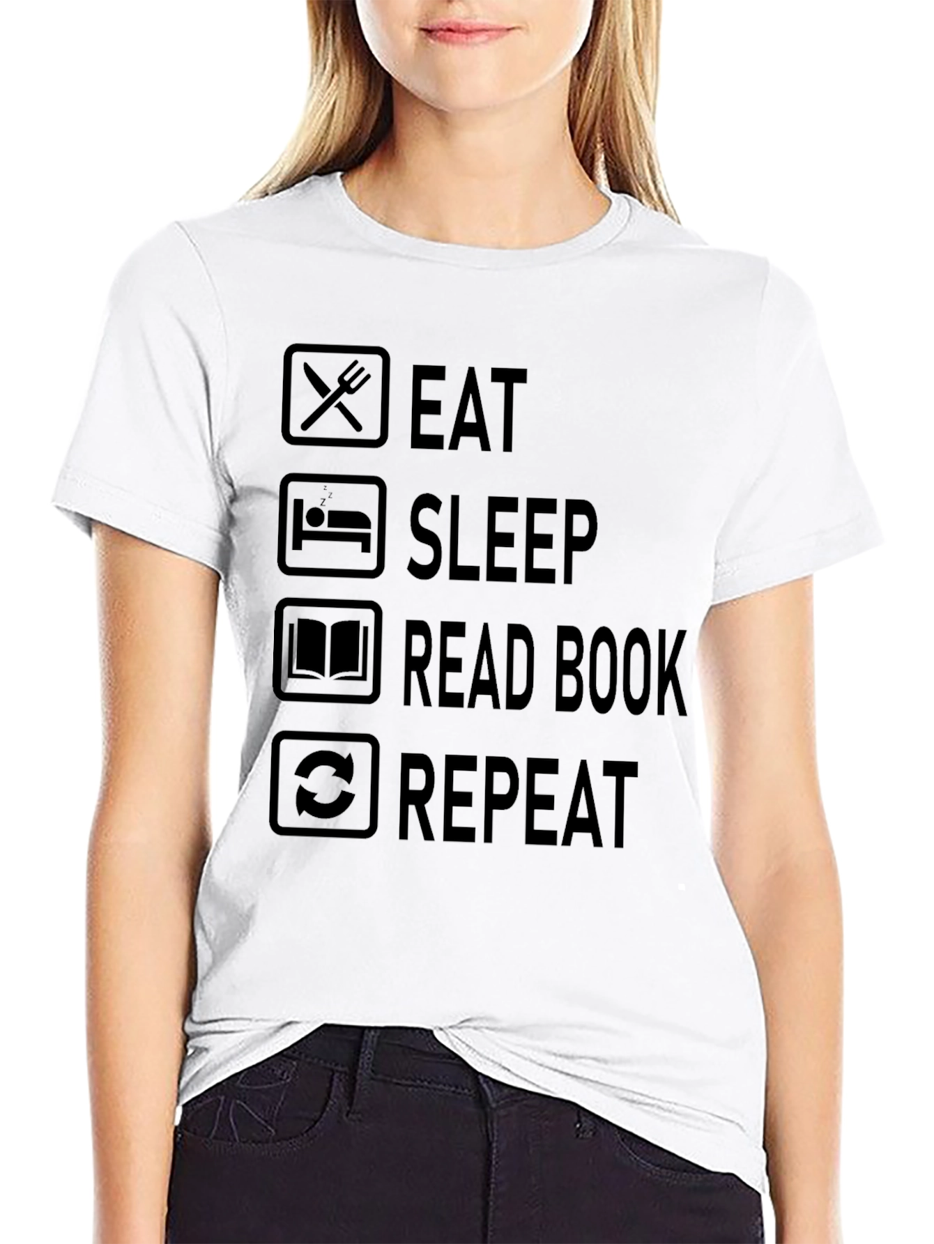 Eat Sleep Read Book Repeat Graphic T-Shirt