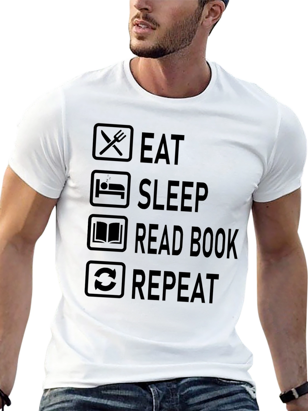 Eat Sleep Read Book Repeat Graphic T-Shirt