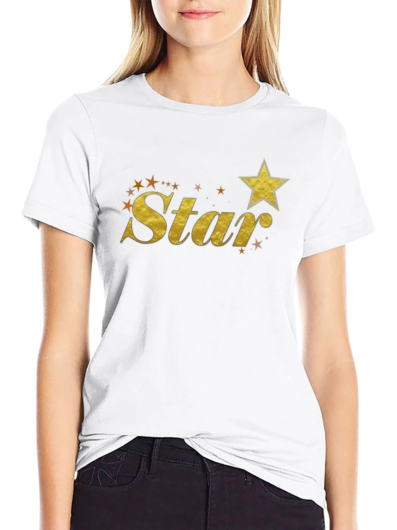 Gold Star Graphic Black T-Shirt