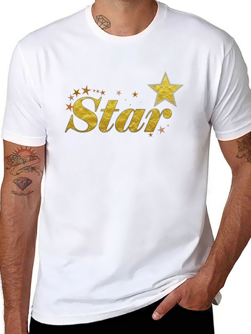Gold Star Graphic Black T-Shirt