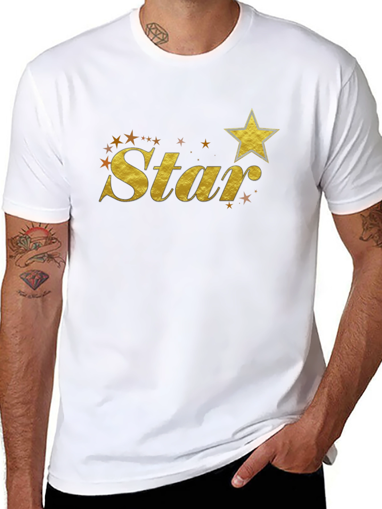 Gold Star Graphic Black T-Shirt