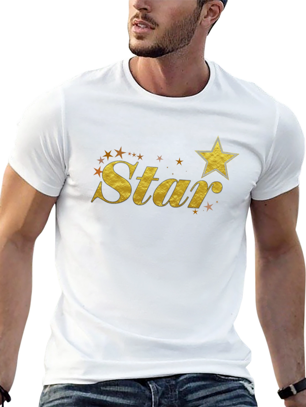 Gold Star Graphic Black T-Shirt