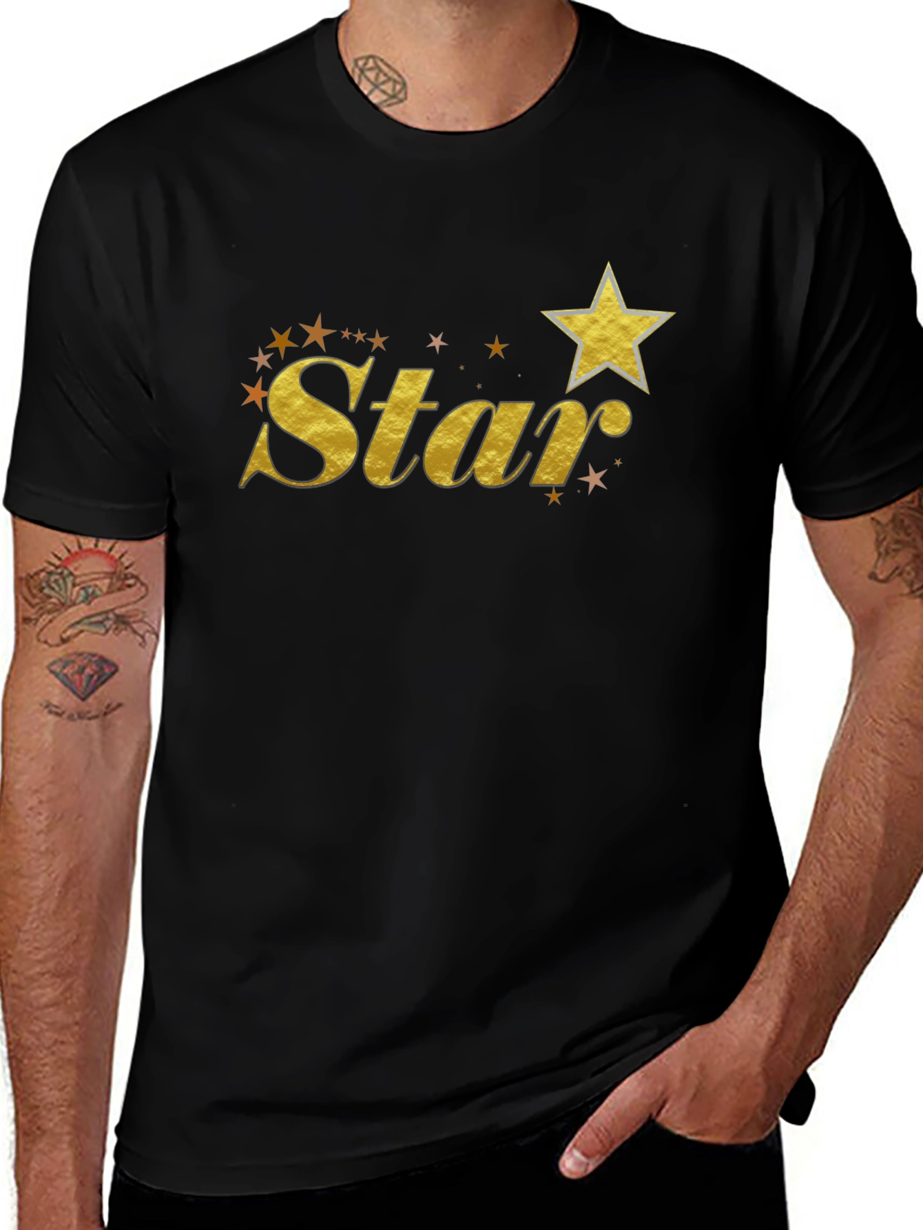 Gold Star Graphic Black T-Shirt