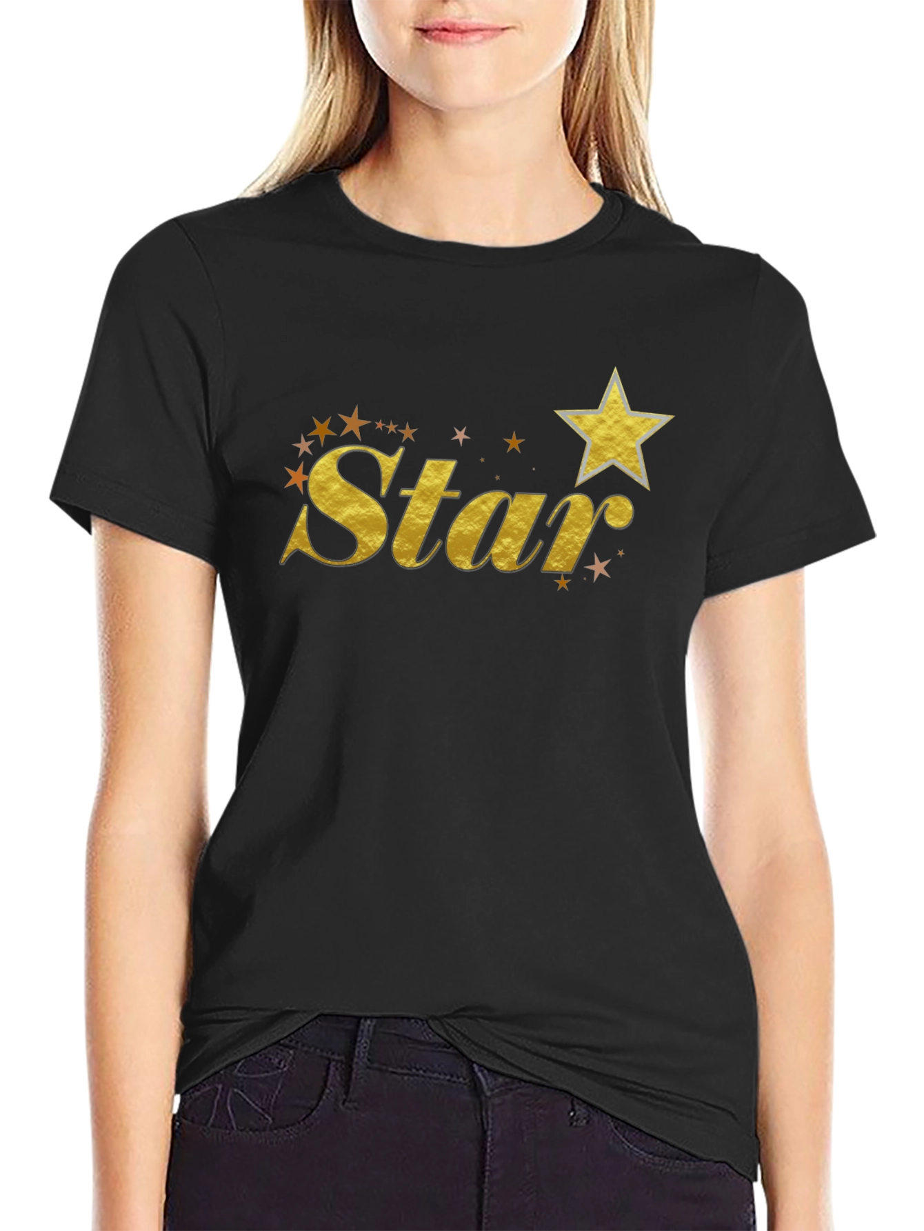 Gold Star Graphic Black T-Shirt