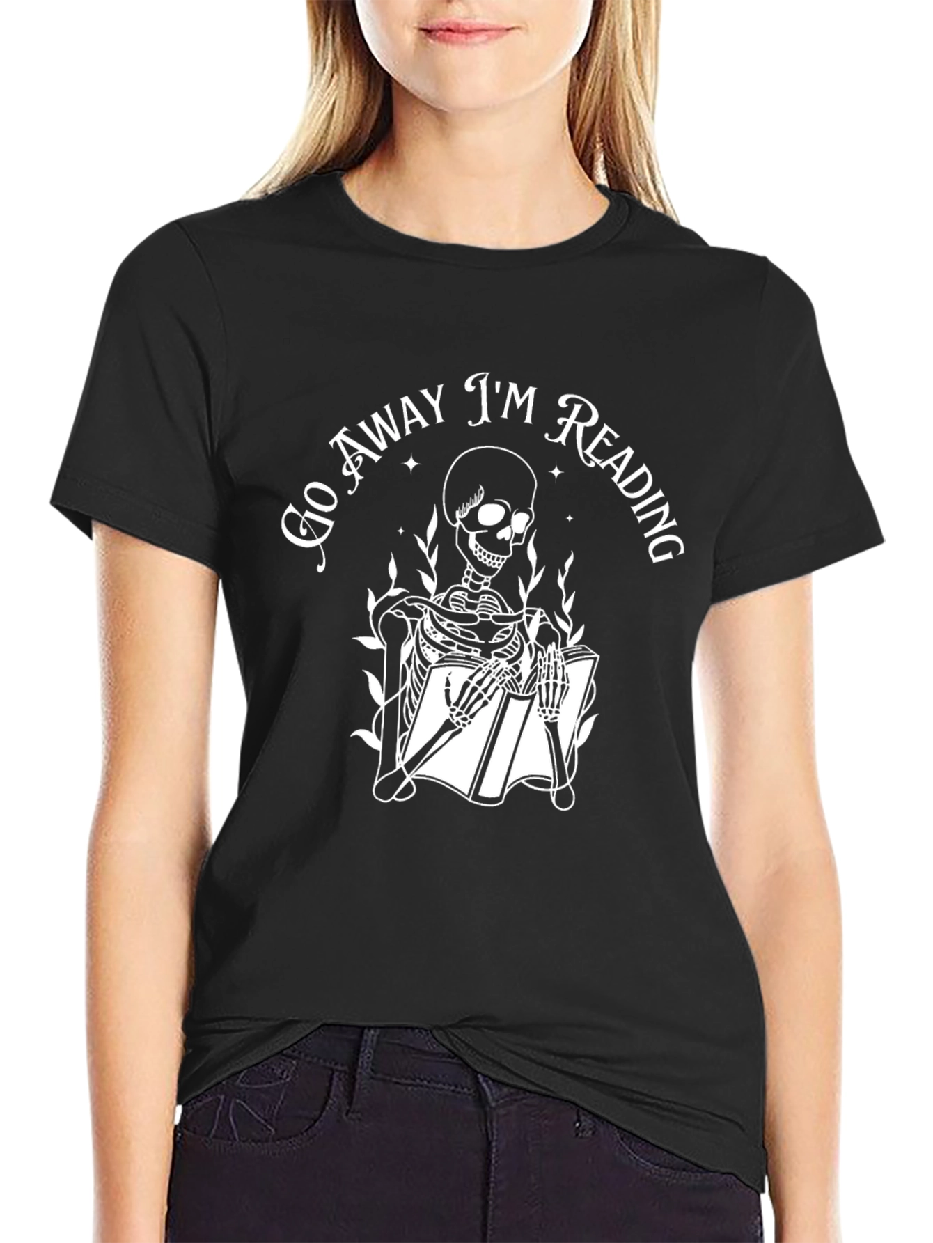 Go Away Im Reading T-Shirt Skeleton Reader Tee
