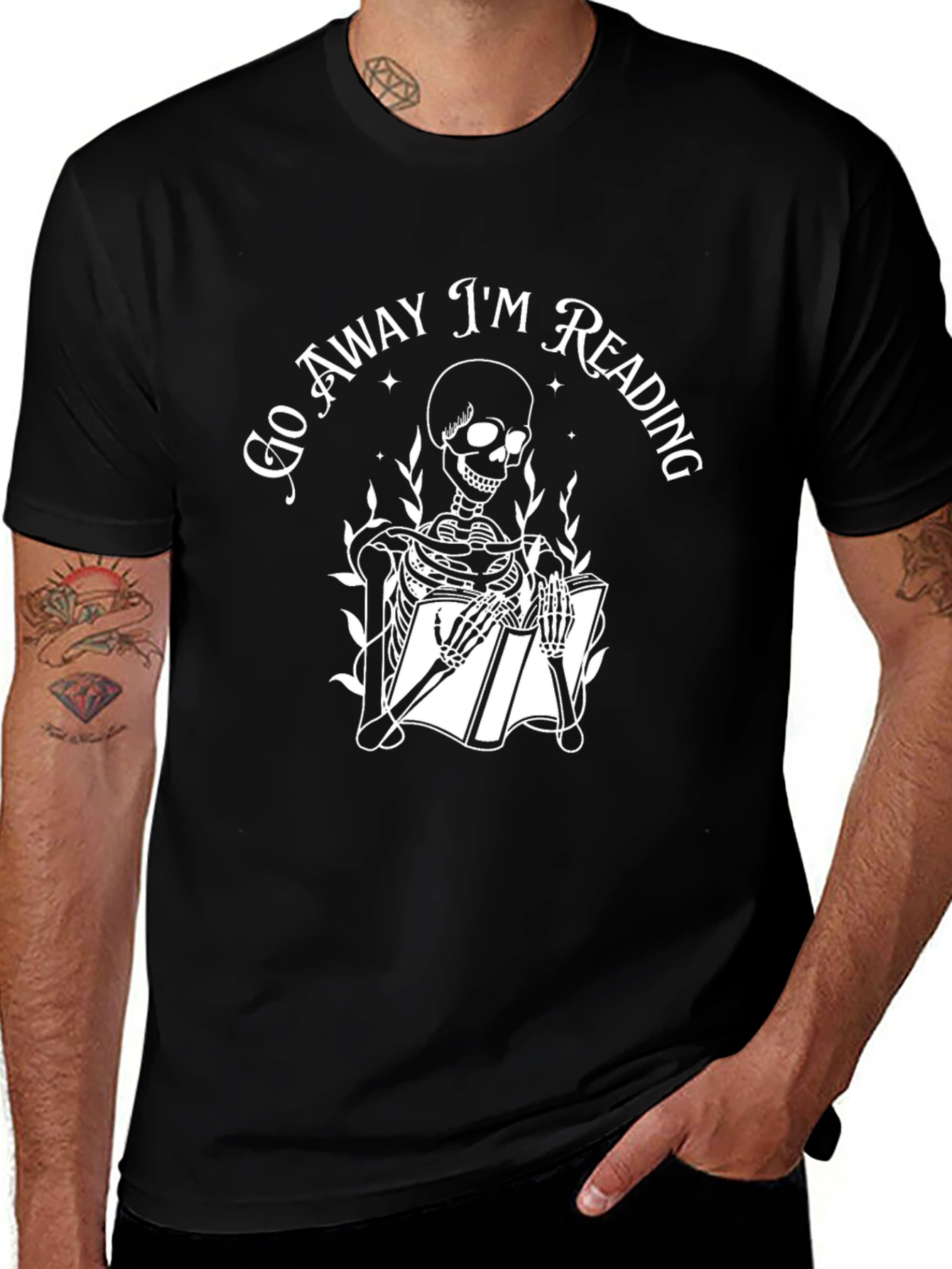 Go Away Im Reading T-Shirt Skeleton Reader Tee
