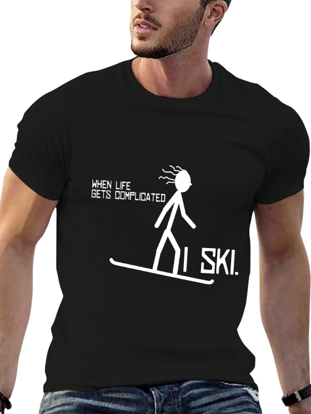 Complicated Life? I Ski Black Graphic Tee