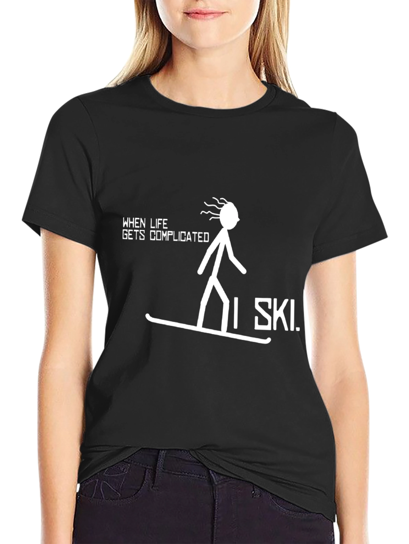 Complicated Life? I Ski Black Graphic Tee