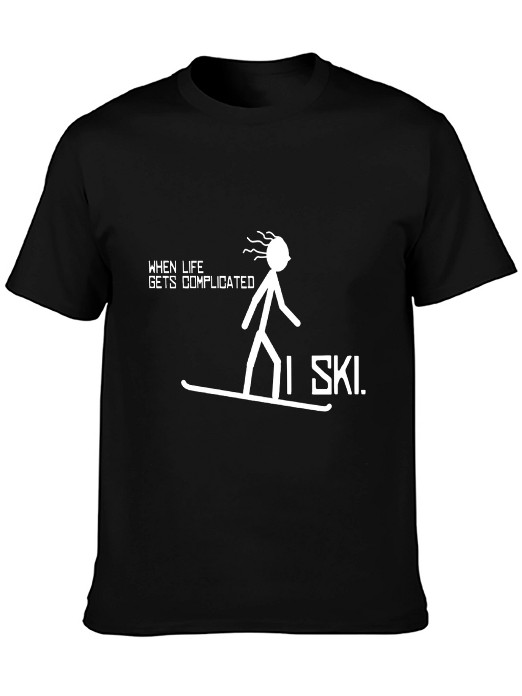 Complicated Life? I Ski Black Graphic Tee