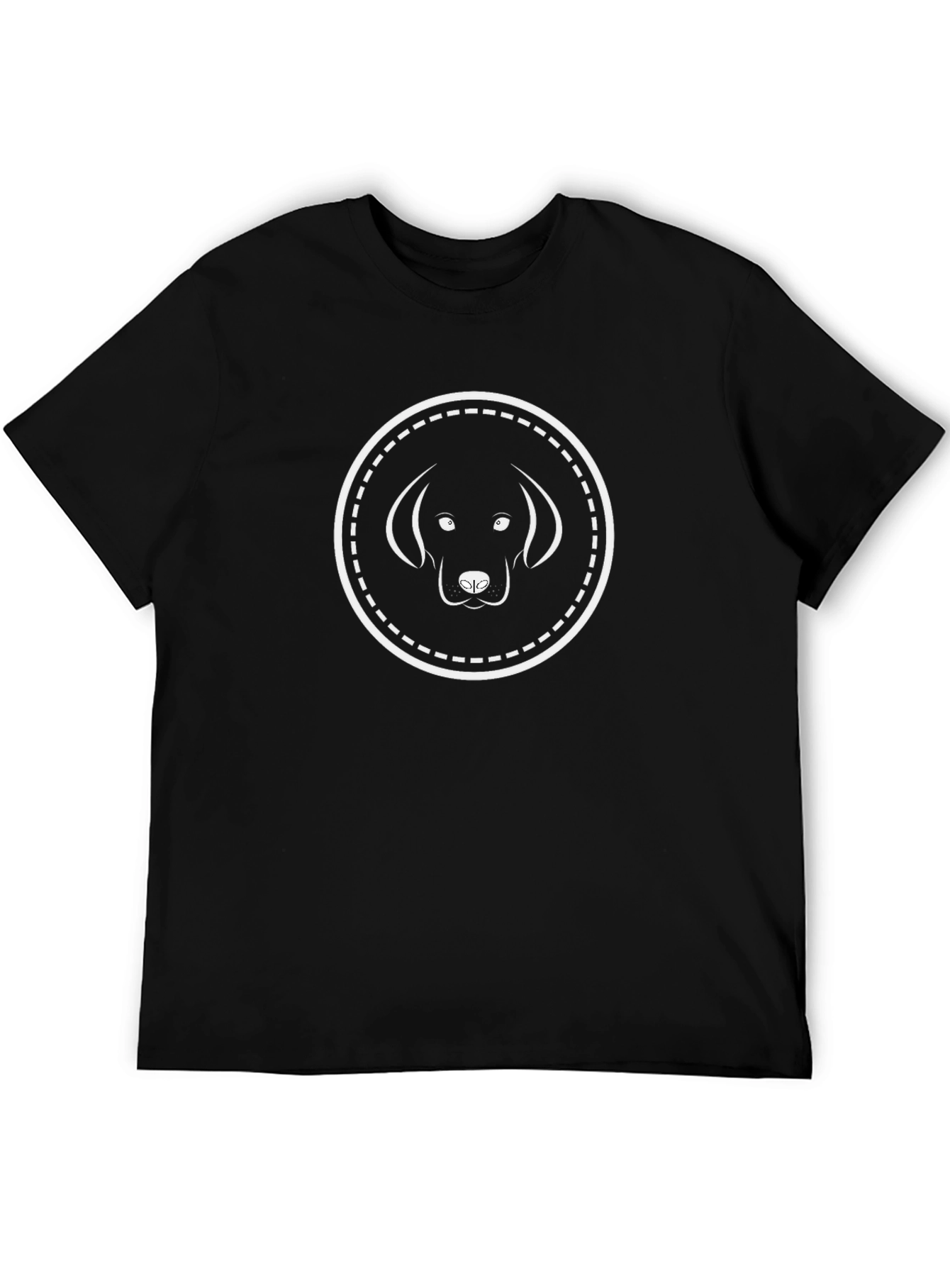 Dog Face Graphic Tee - Black Cotton T-Shirt