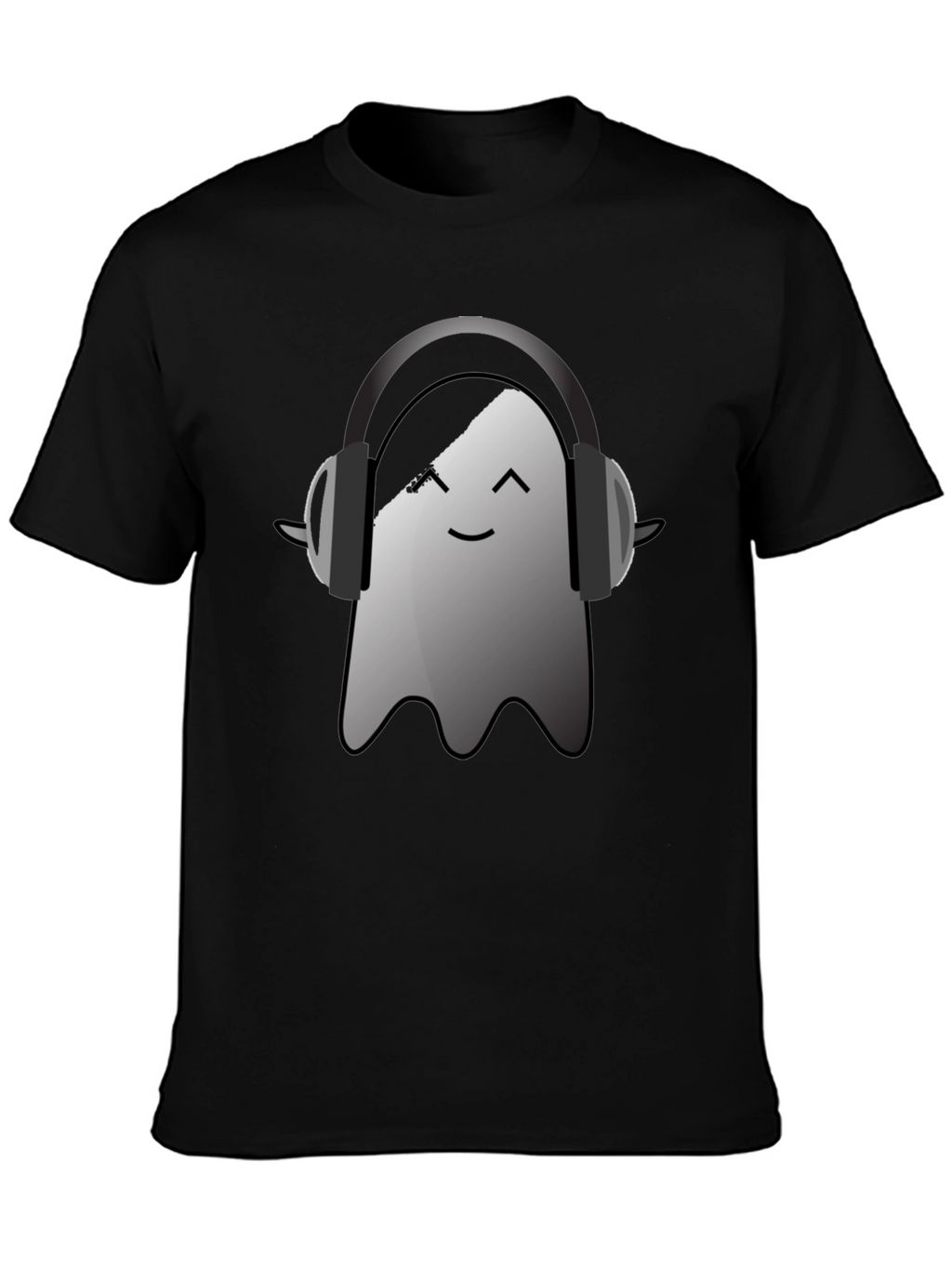 Ghost with Headphones Black T-Shirt