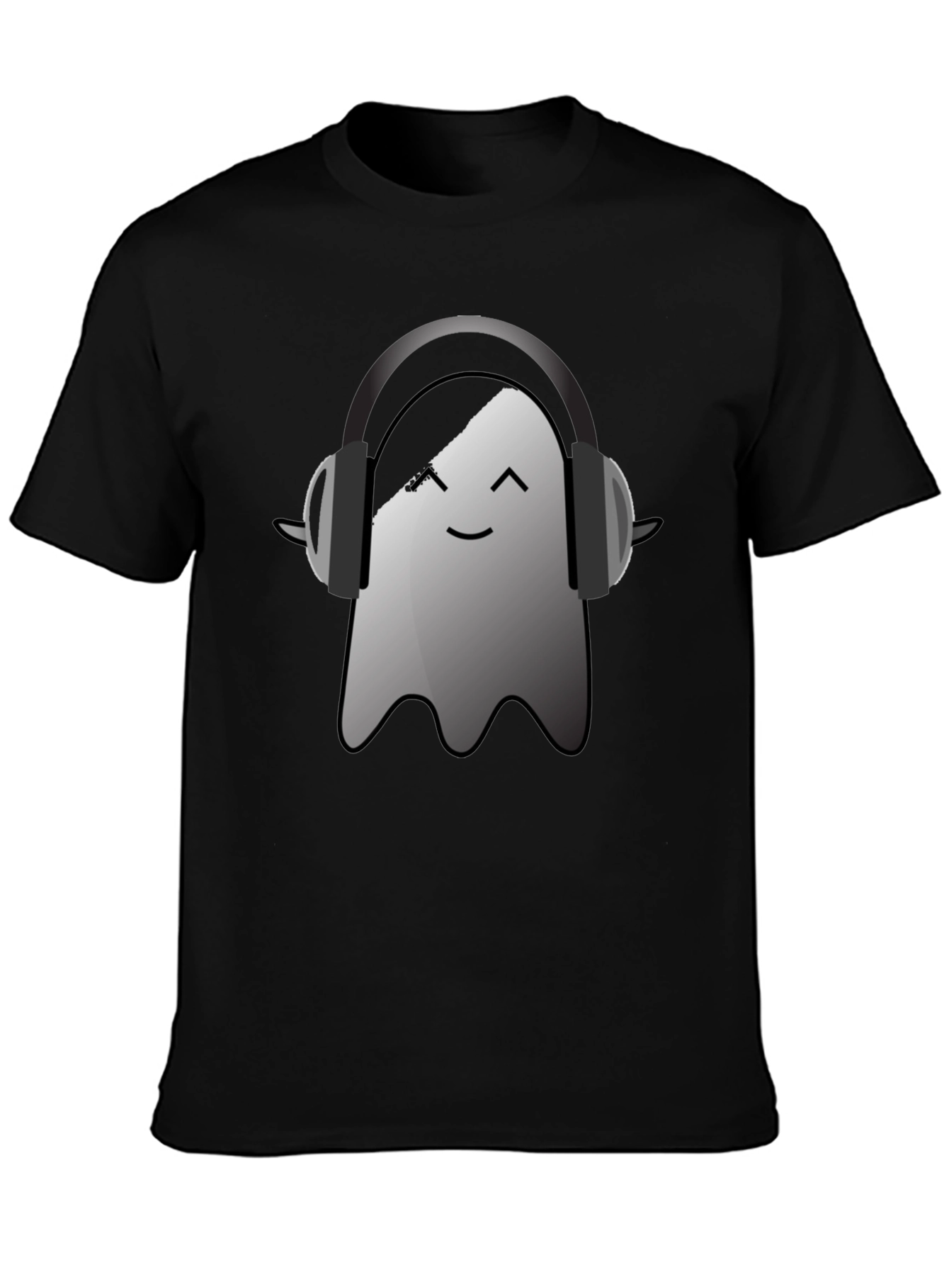 Ghost with Headphones Black T-Shirt