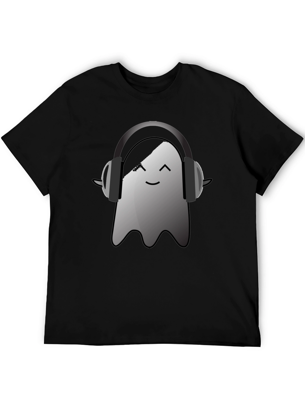 Ghost with Headphones Black T-Shirt