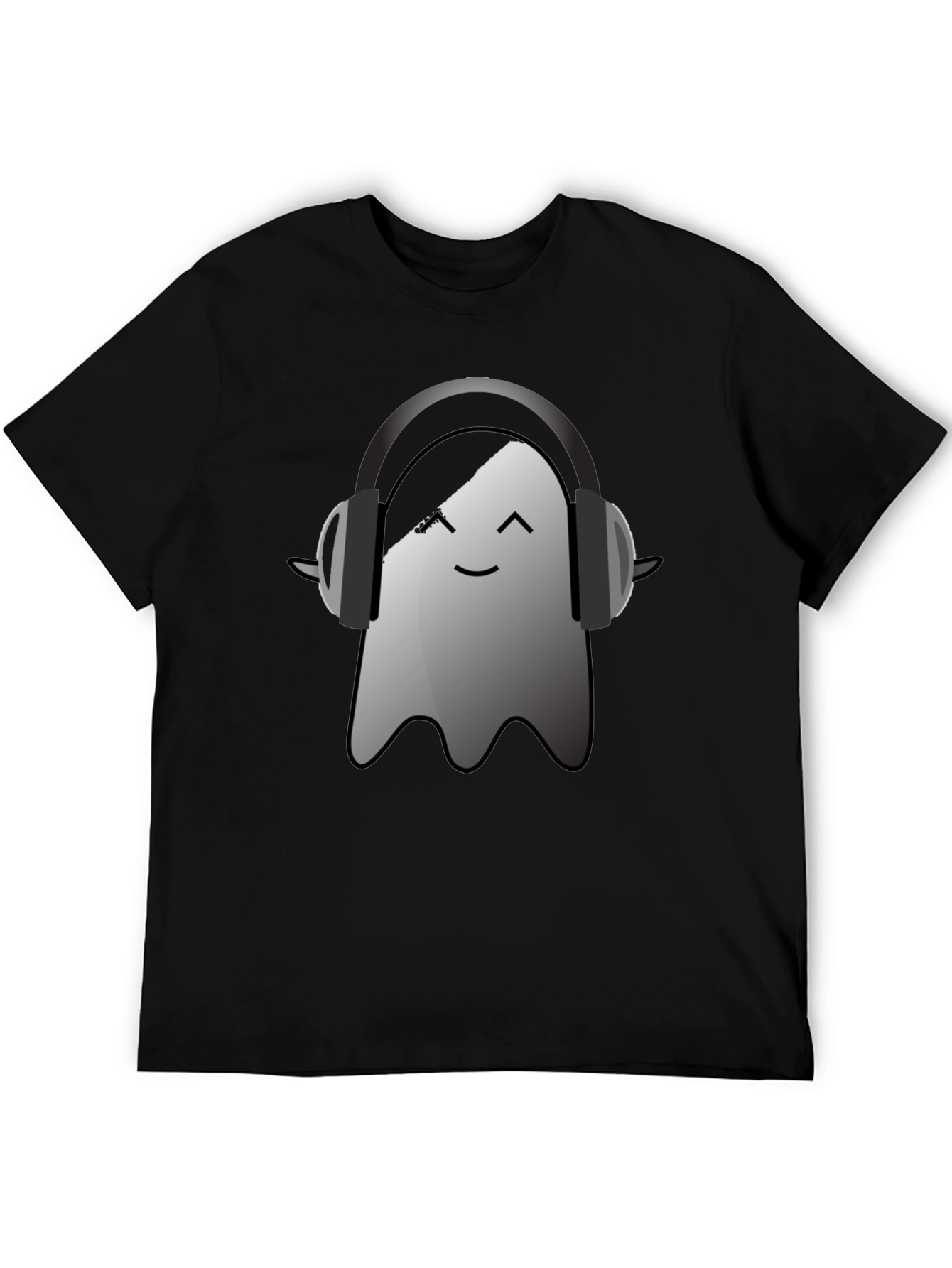 Ghost with Headphones Black T-Shirt
