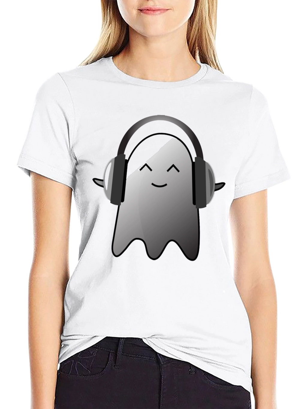 Ghost with Headphones Black T-Shirt