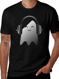 Ghost with Headphones Black T-Shirt