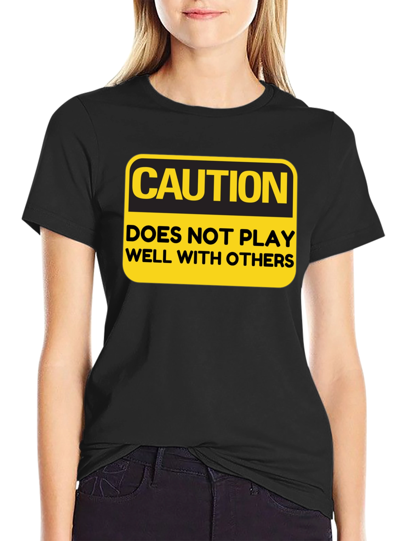 Caution Doesnt Play Well With Others Funny Graphic Tee