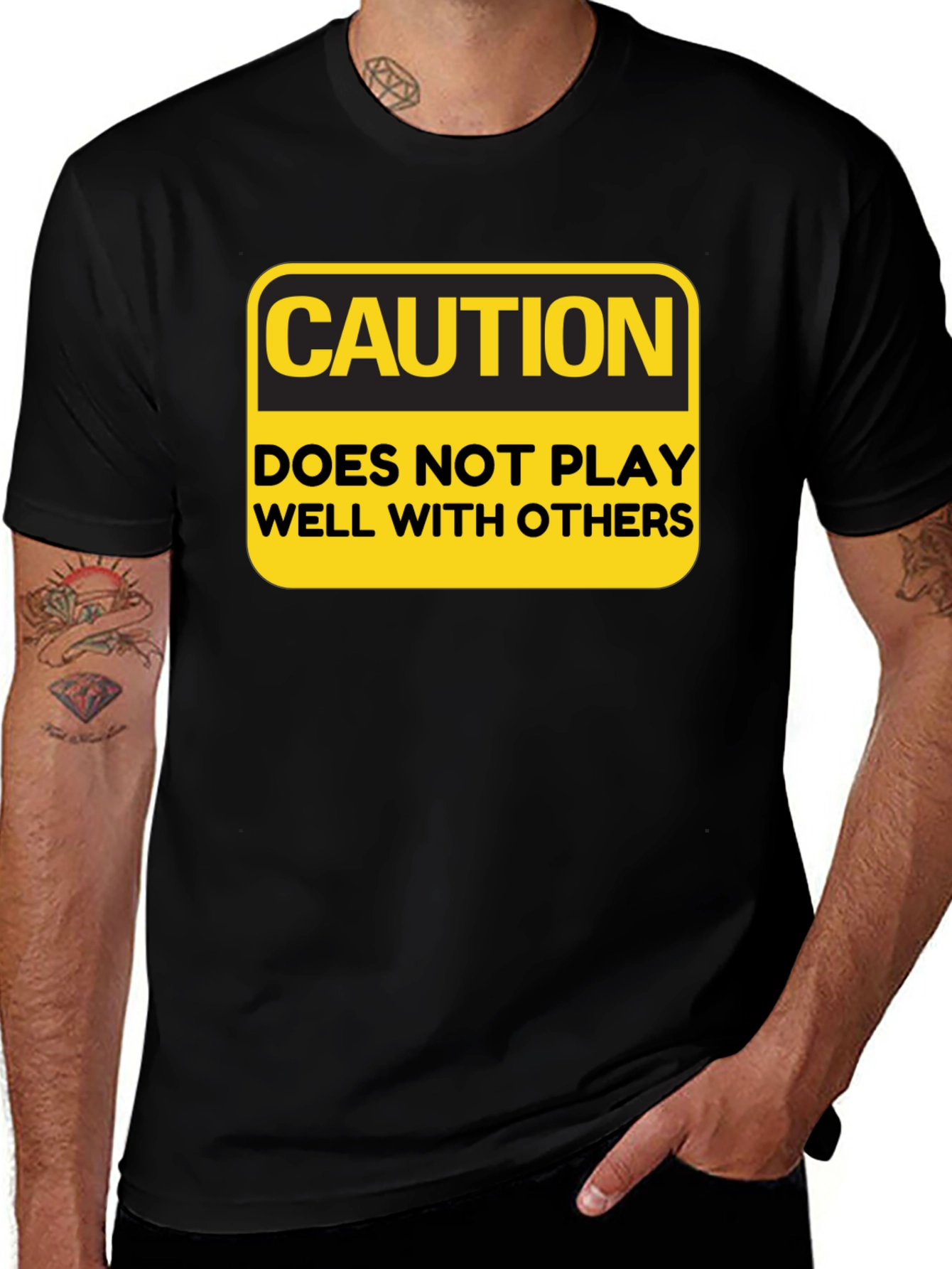 Caution Doesnt Play Well With Others Funny Graphic Tee