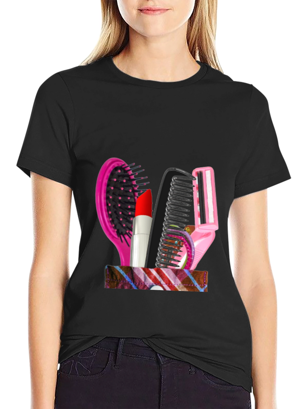 Cosmetic Tool Graphic Black T-Shirt