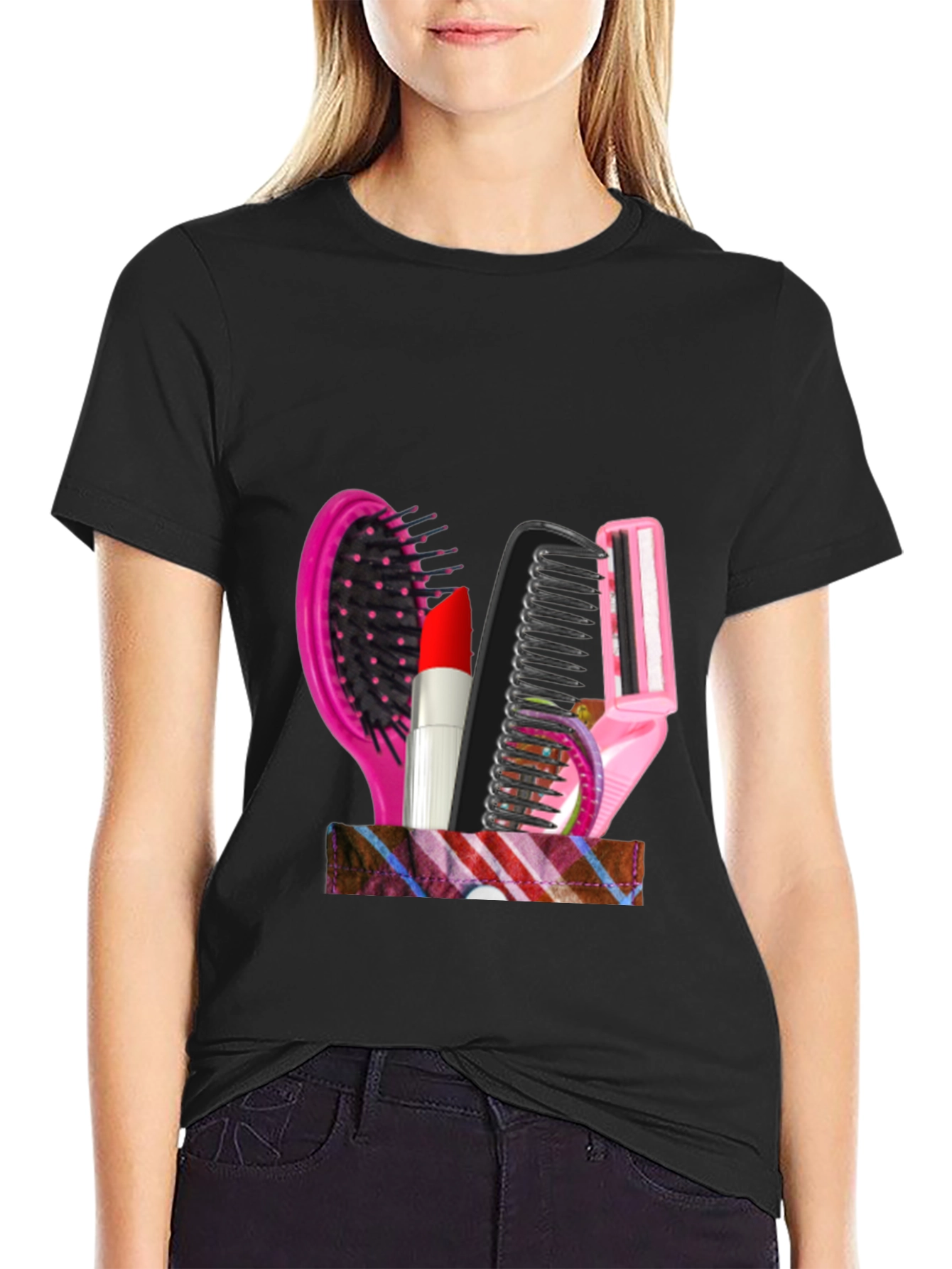 Cosmetic Tool Graphic Black T-Shirt