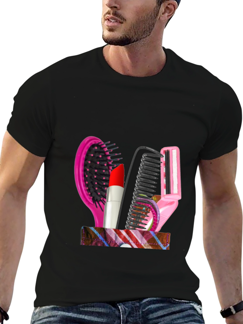 Cosmetic Tool Graphic Black T-Shirt